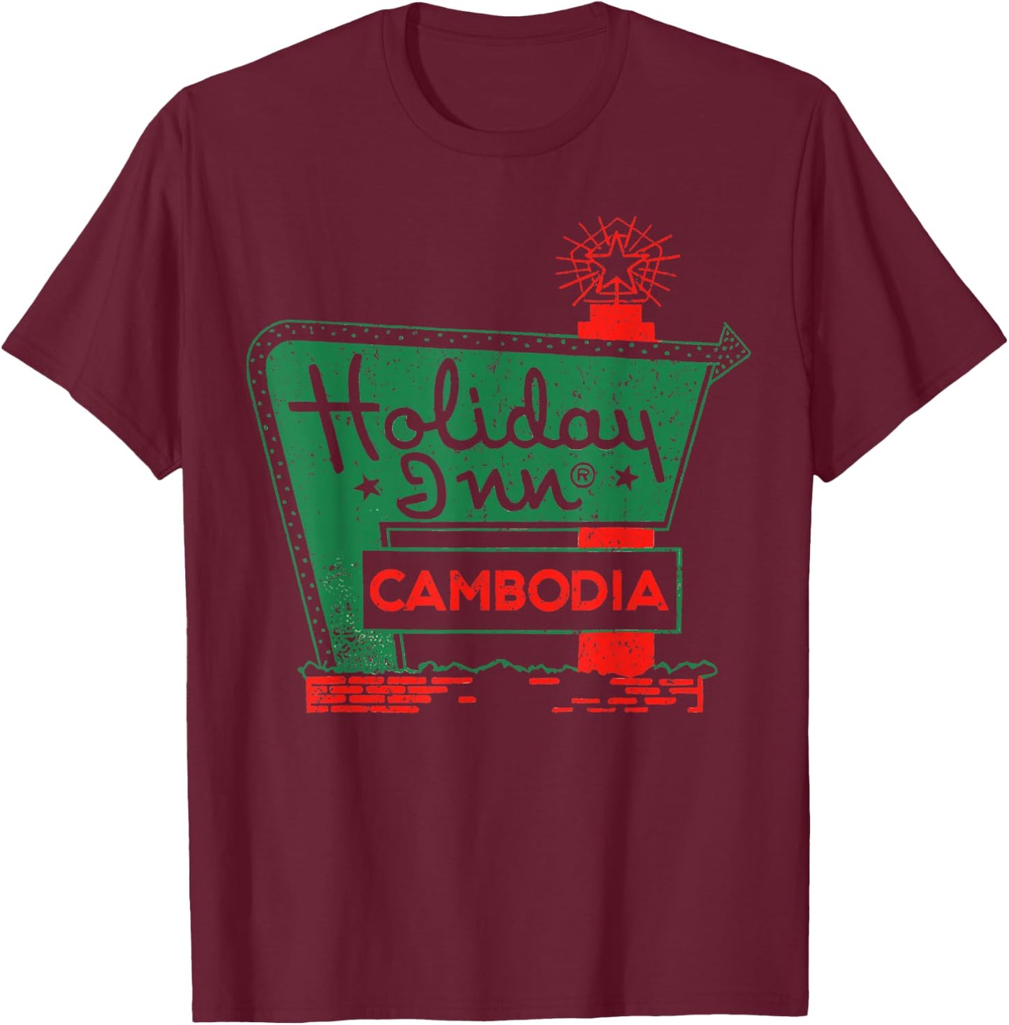 Vintage Holiday In Cambodia T-Shirt - T-Shirt | Maroon