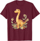 Cute Brachiosaurus With Flowers I Kids Brachiosaurus T-Shirt - T-Shirt | Maroon