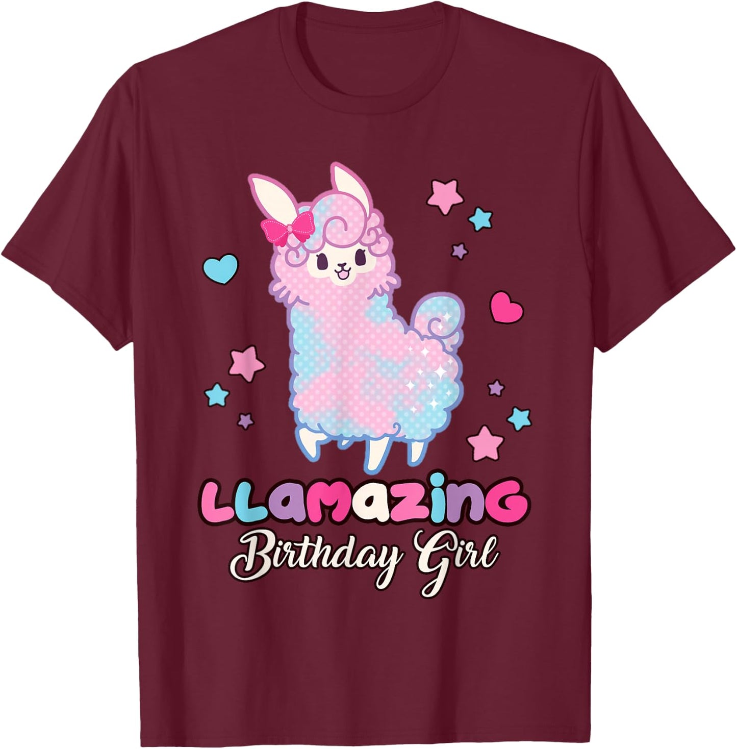 Llama Birthday Girl Llamazing Birthday Alpaca Llama Girl T-Shirt - T-Shirt | Maroon