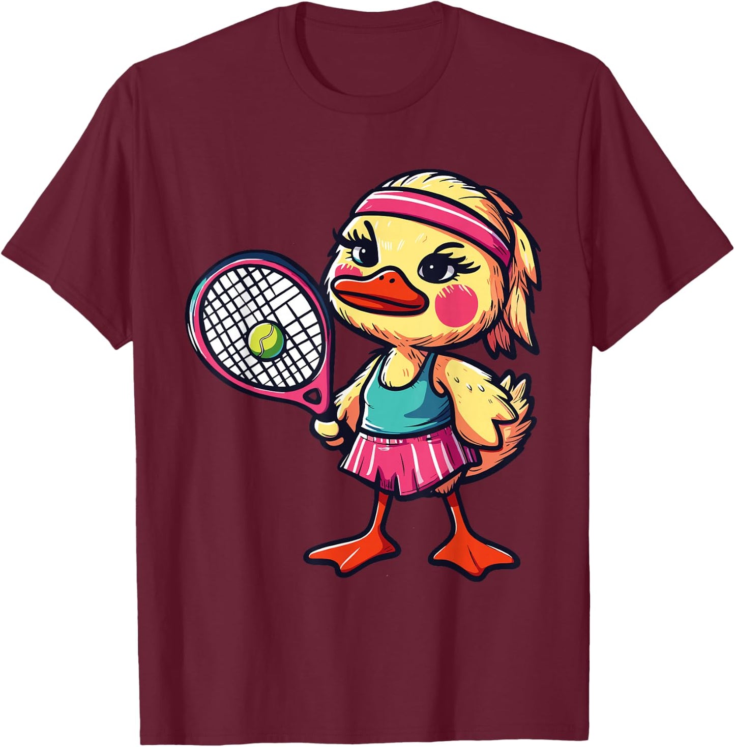 Duck Tennis Club Animals Sport Tournament Players T-Shirt - T-Shirt | Maroon