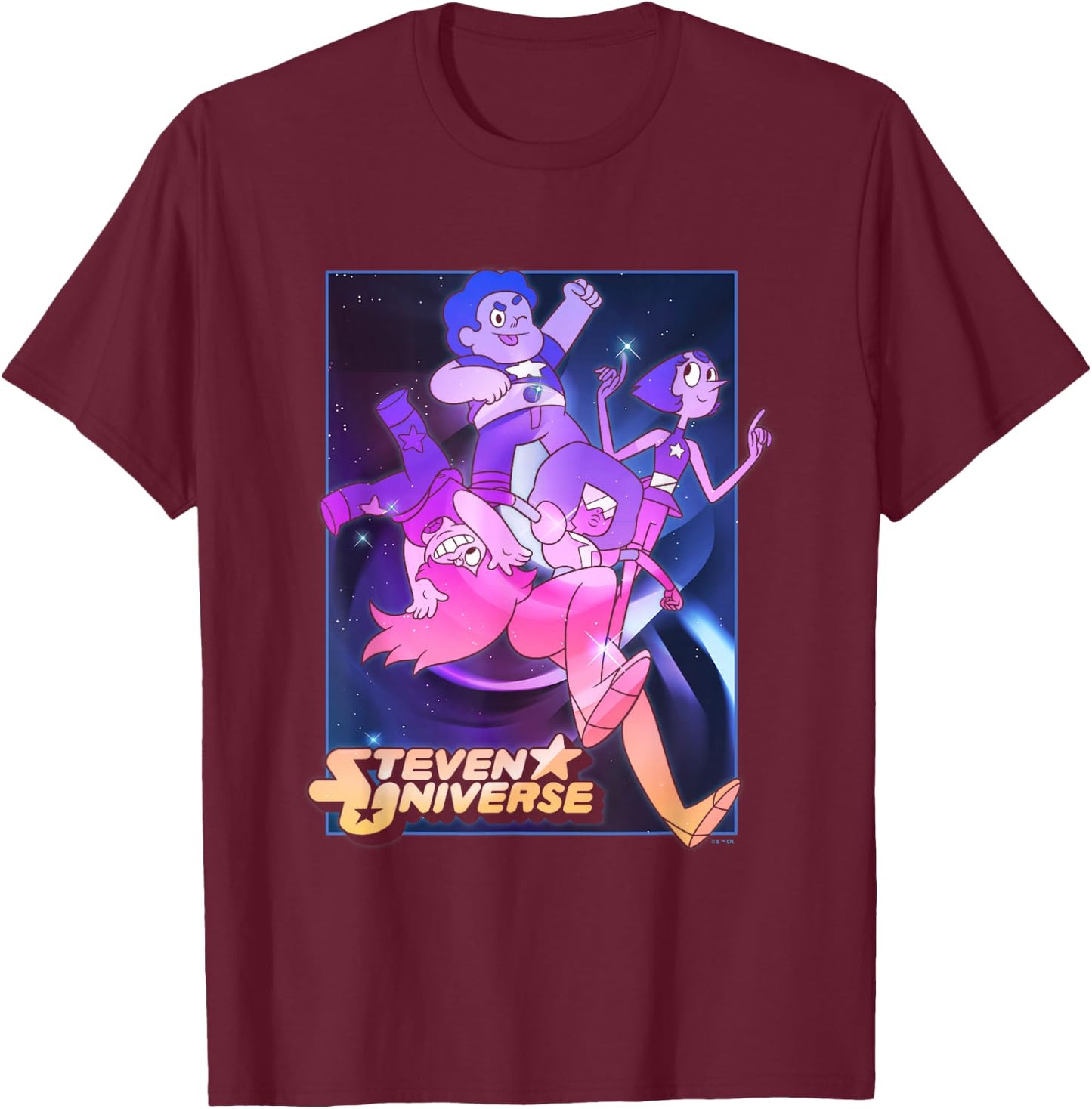 Steven Universe Crystal Gems Galactic Poster T-Shirt - T-Shirt | Maroon