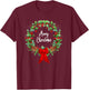Christmas Wreath, Holly, Berries, Merry Christmas Decoration T-Shirt - T-Shirt | Maroon