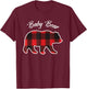 Baby Bear | Matching Family Christmas Red Plaid Pajama T-Shirt - T-Shirt | Maroon