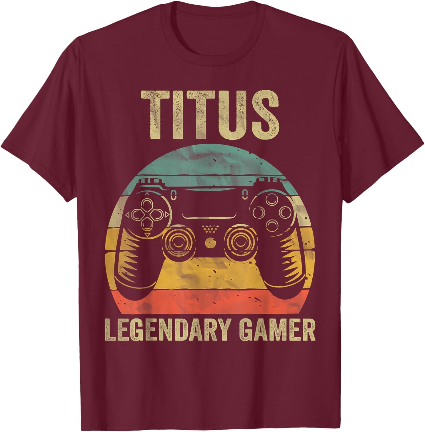 Personalised Legendary Gamer Shirt Titus Name Video Gamer , black, s T-Shirt - T-Shirt | Maroon