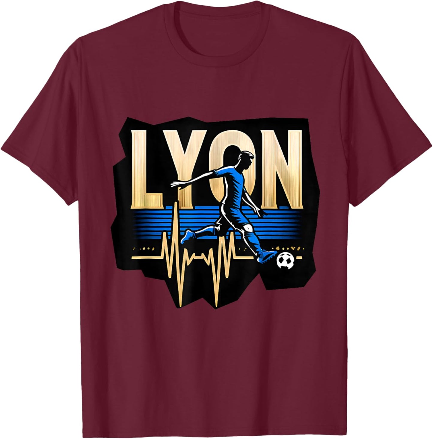 Gift Supporter Lyon Football Lyonnais , Black, S T-Shirt - T-Shirt | Maroon