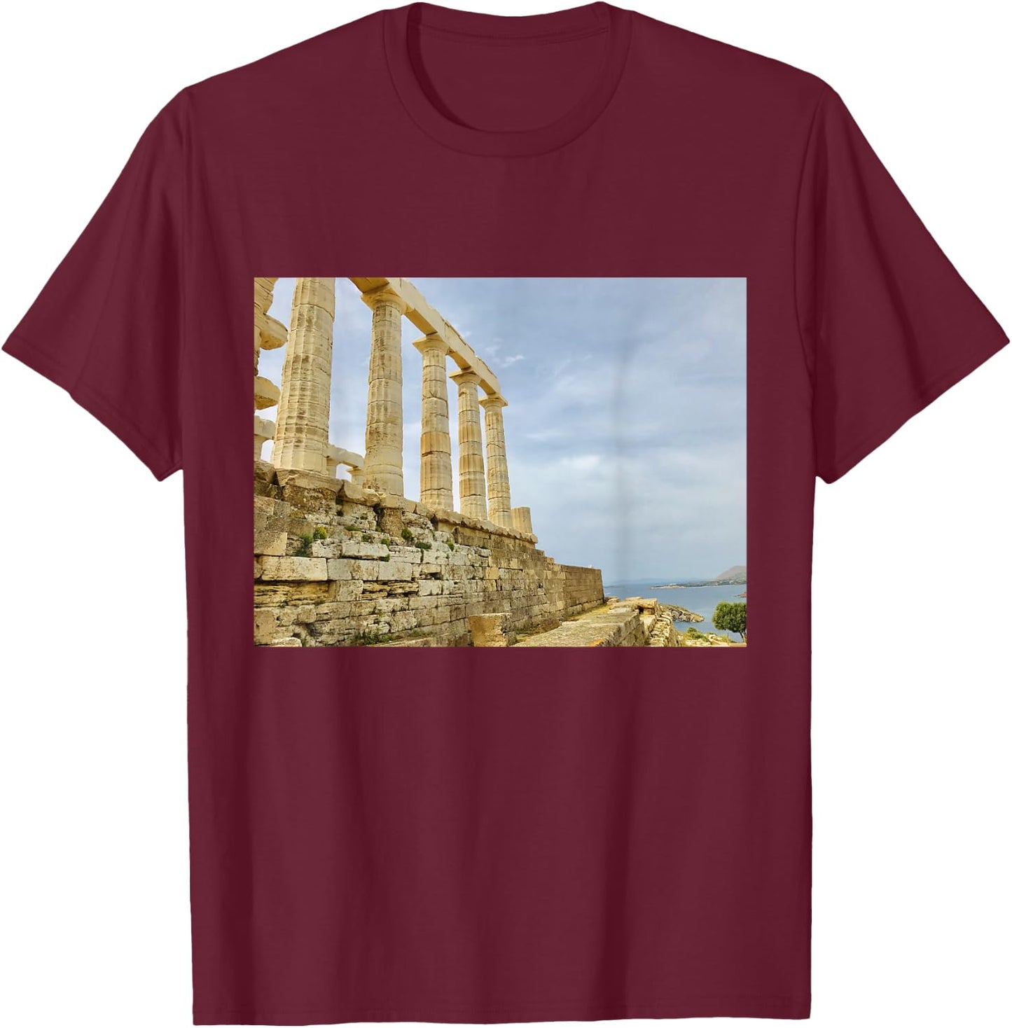 Temple of Poseidon bag - greek greece history T-Shirt - T-Shirt | Maroon