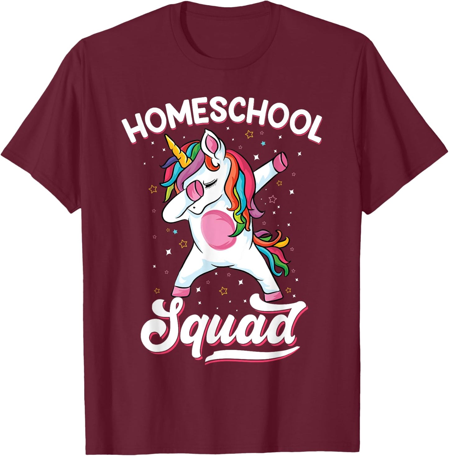 Magical cute Dabbing unicorn First Day Of School Homeschool T-Shirt - T-Shirt | Maroon