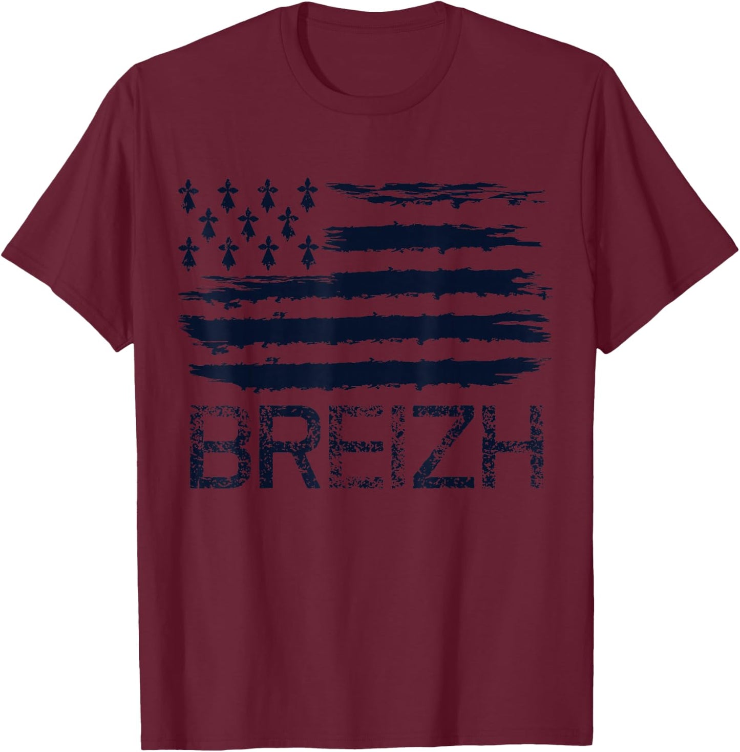 Flag of Brittany,Vintage Breizh Design for Bretons , white, S T-Shirt - T-Shirt | Maroon