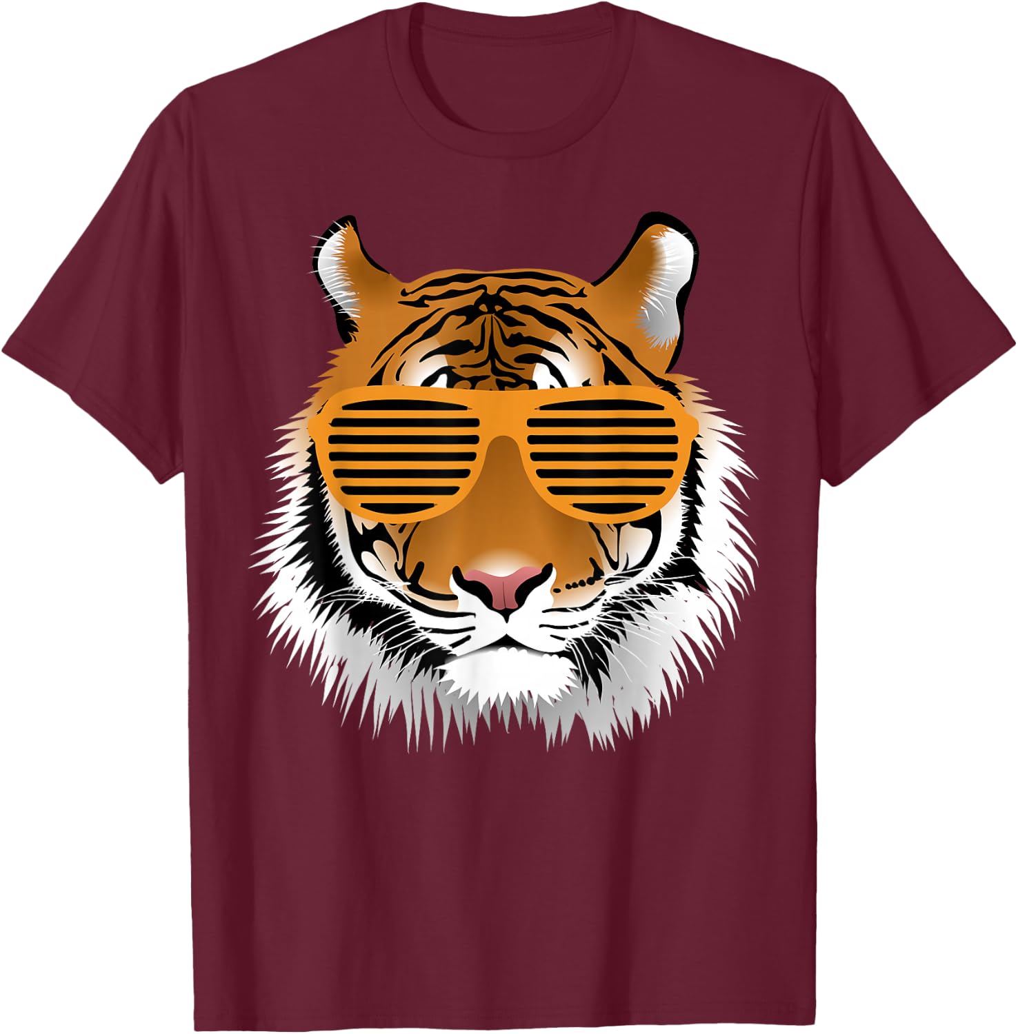 Birthday for Boy Cool Tiger Striped Animal Theme Party T-Shirt - T-Shirt | Maroon