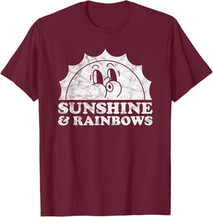 Sunshine and Rainbows Retro Vintage Sun Rainbow Women Kids T-Shirt - T-Shirt | Maroon