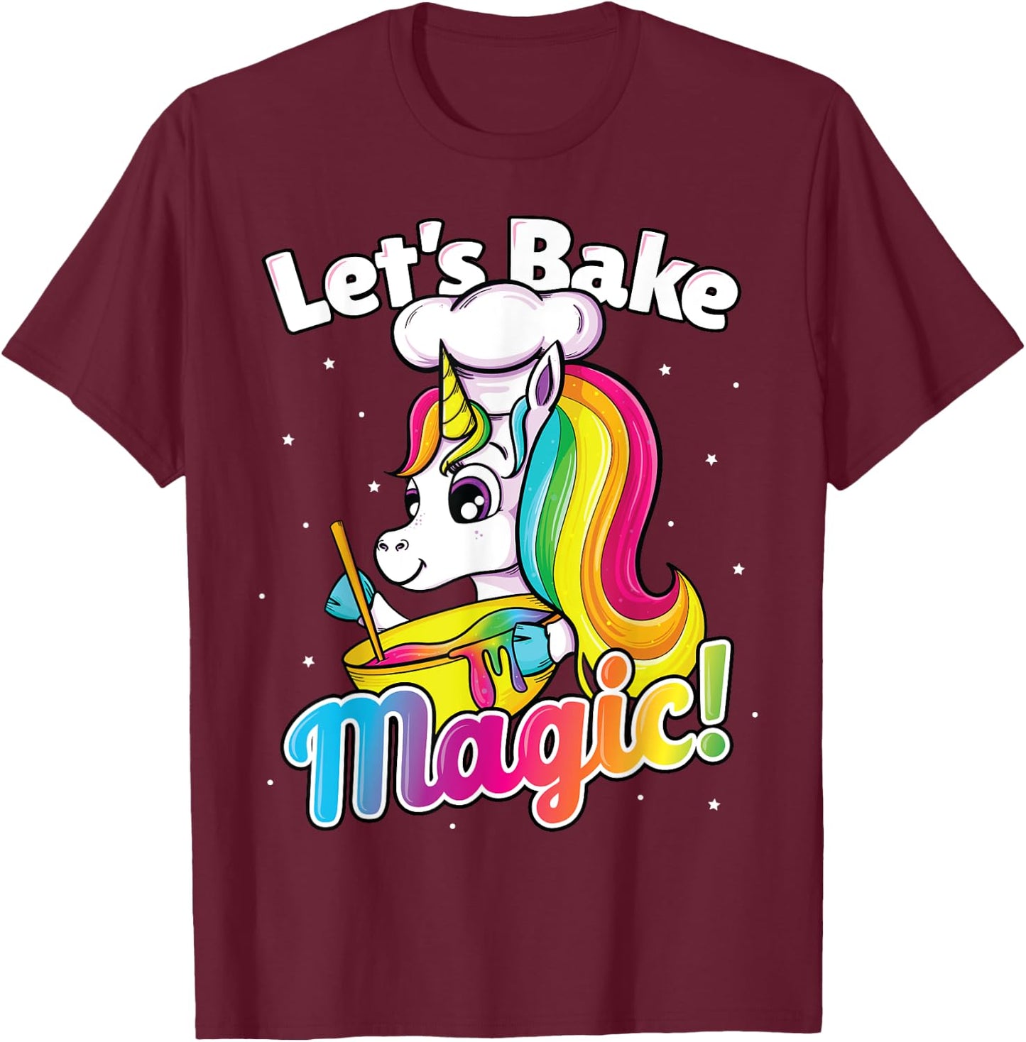 Unicorn Baking Shirt Rainbow Cupcake Cake Girl Gift Cook Kid T-Shirt - T-Shirt | Maroon