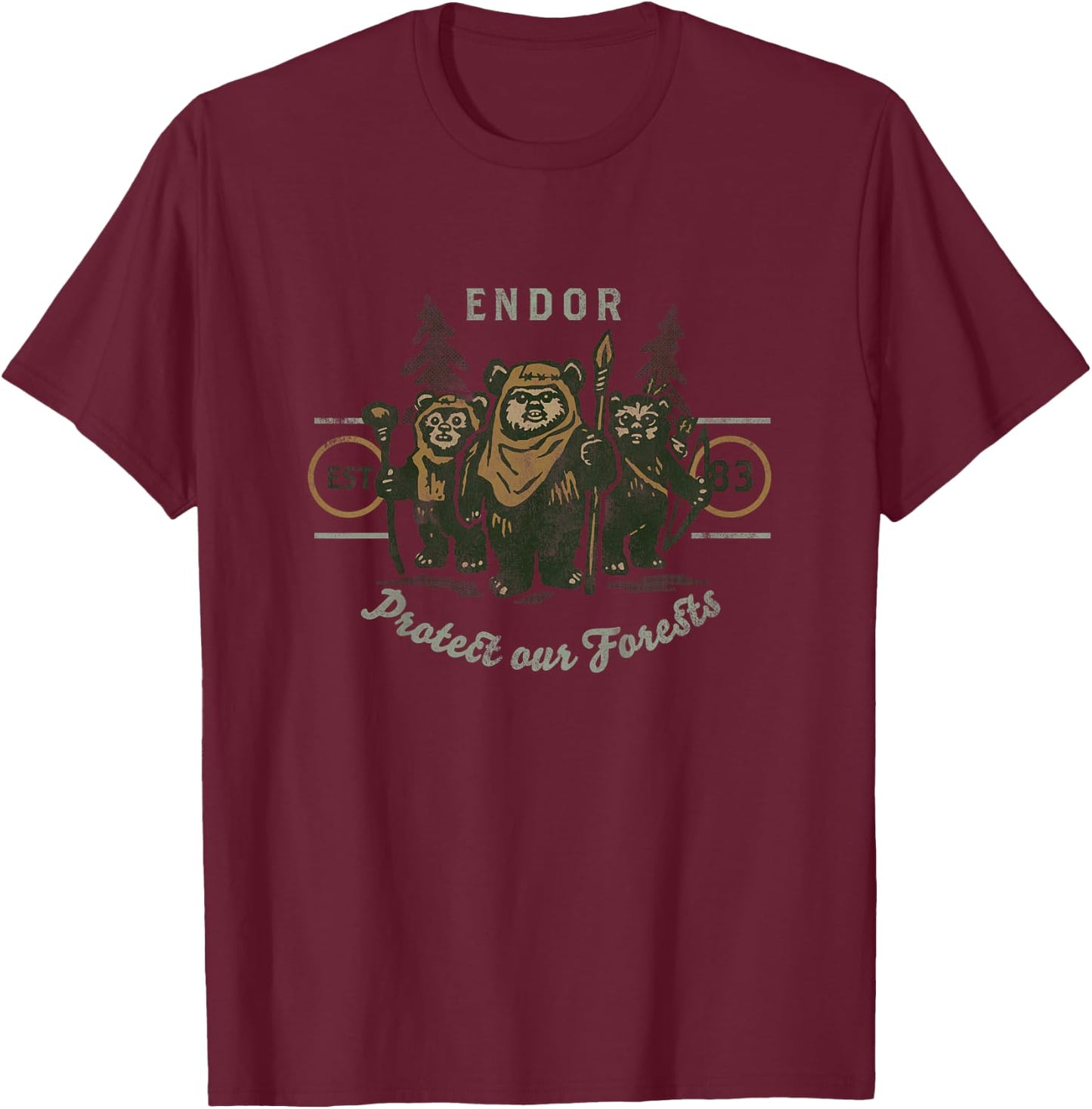 Kids Star Wars Ewok Endor Protect Our Forests T-Shirt - T-Shirt | Maroon
