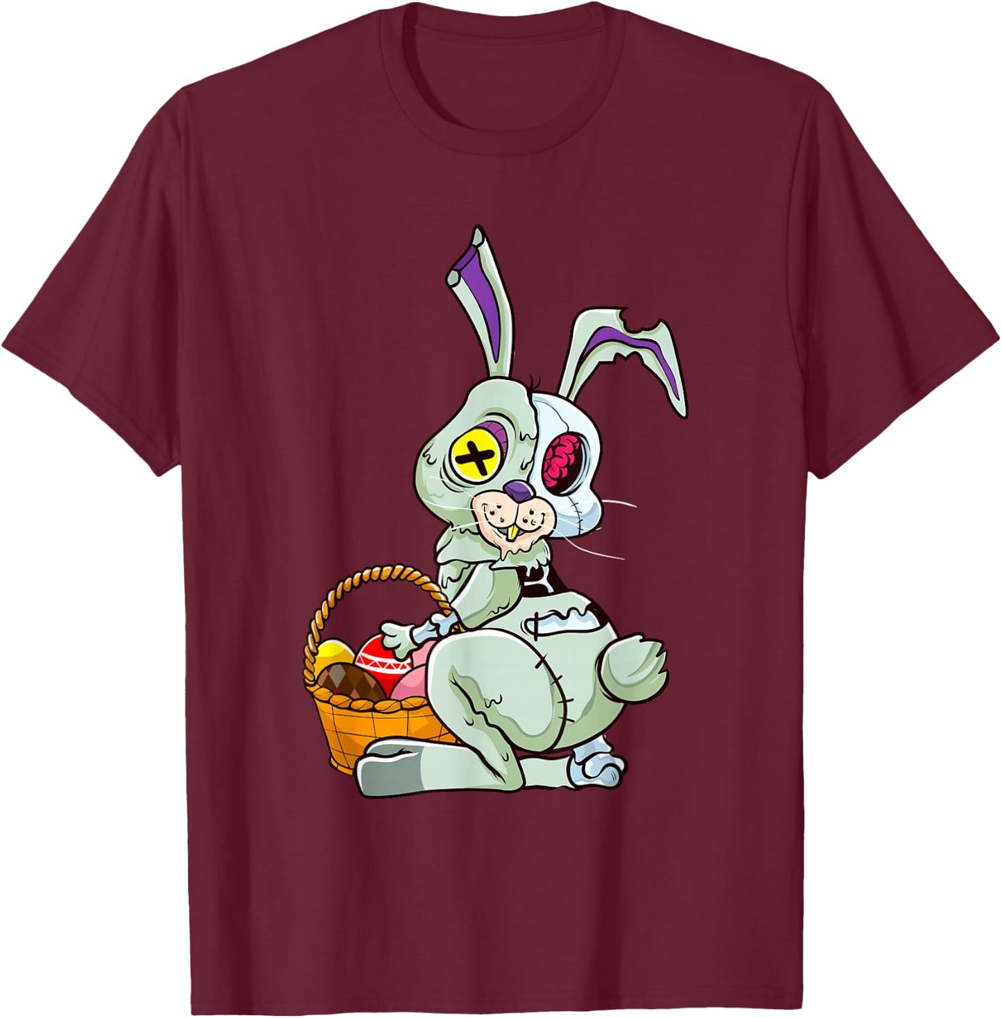Zombie Easter Bunny Pastel Goth Easter Egg Women Teen Girls T-Shirt - T-Shirt | Maroon