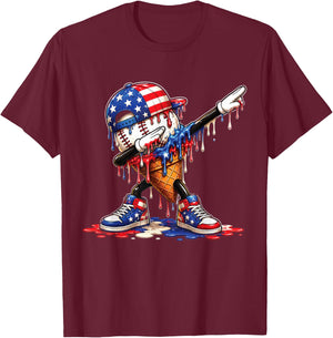 Baseball Drip Ice Cream Patriot American Flag 4th of July T-Shirt - T-Shirt | Maroon