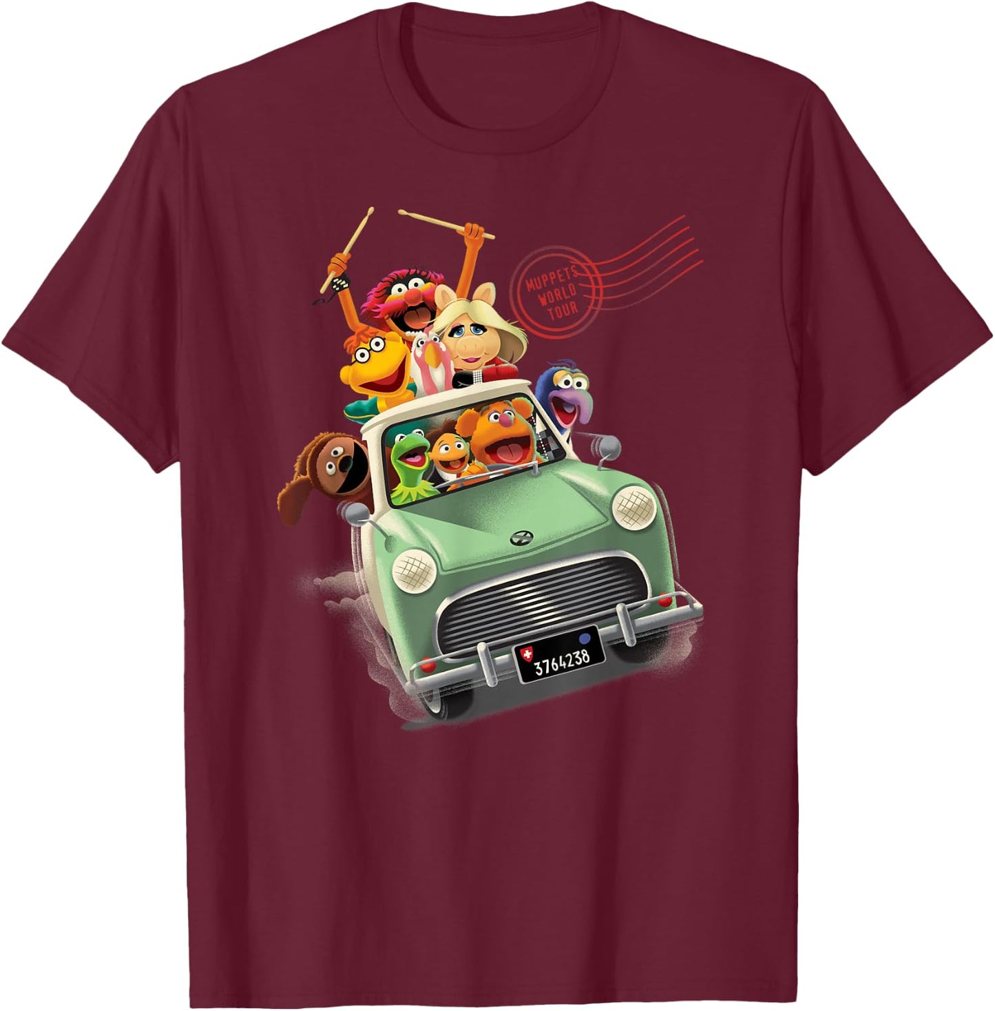 The Muppets - World Tour Driving Car Group T-Shirt - T-Shirt | Maroon