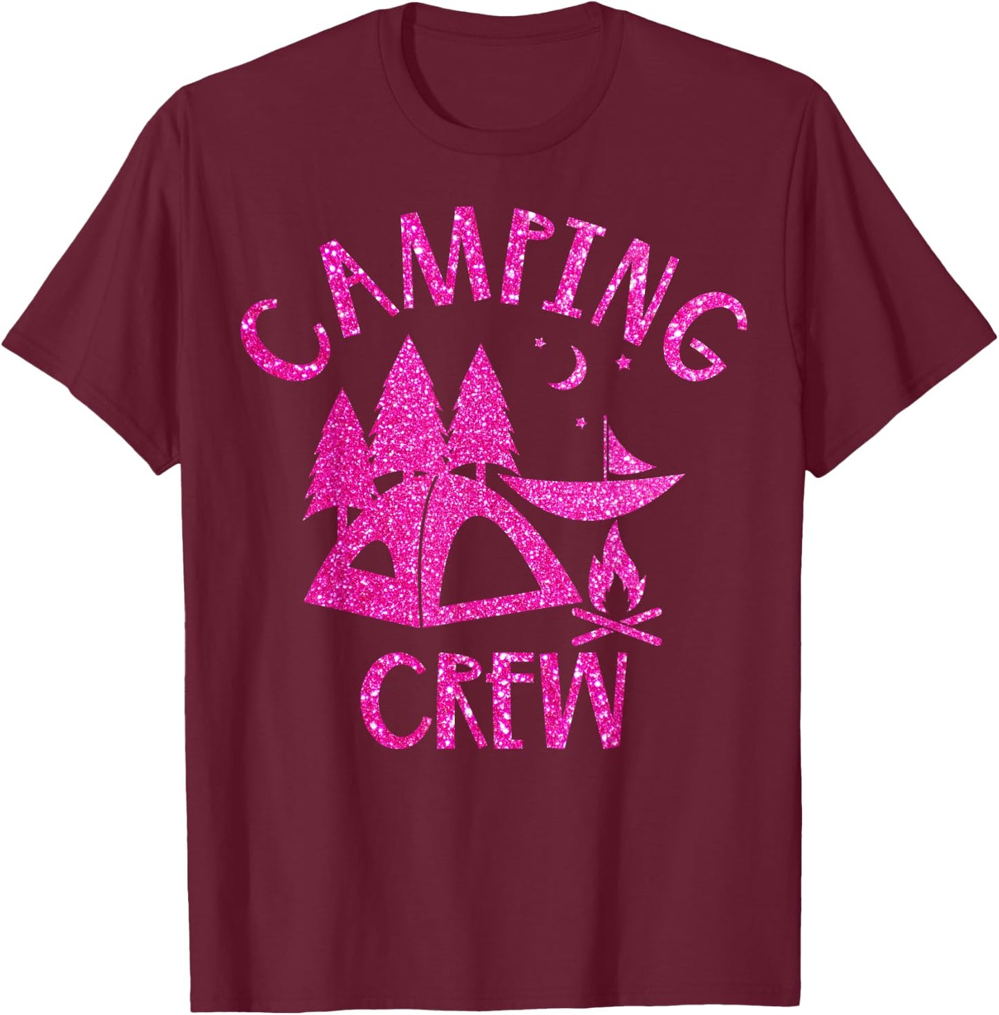 Camping Crew Camper Girly Pink T-Shirt - T-Shirt | Maroon