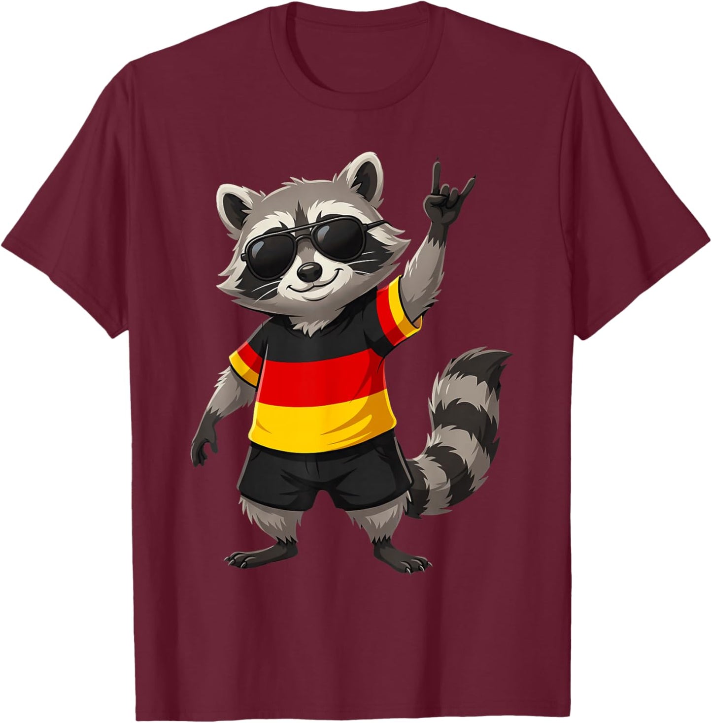 Deutschland Flagge Waschbär T-Shirt - T-Shirt | Maroon