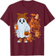 Cute Ghost Drinking Coffee Halloween Ghost Leopard Ice Coffe T-Shirt - T-Shirt | Maroon