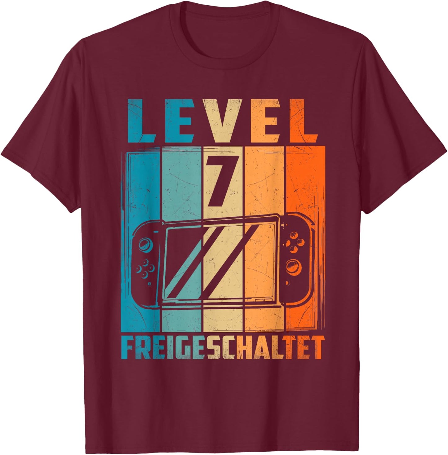 7. Geburtstag Freigeschaltet Jungen 7 Jahre Zocken Gamer T-Shirt - T-Shirt | Maroon