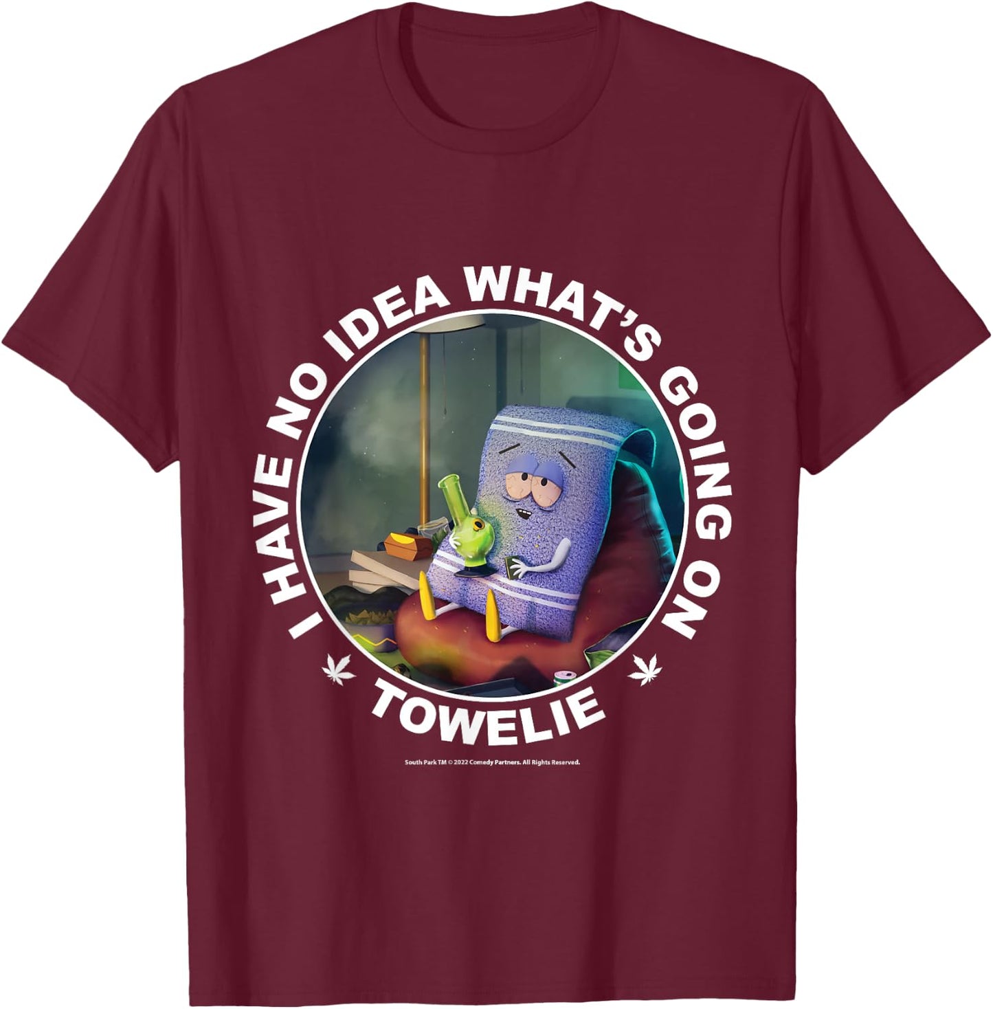South Park with German Text "Ich habe keine Ahnung was los ist, black T-Shirt - T-Shirt | Maroon