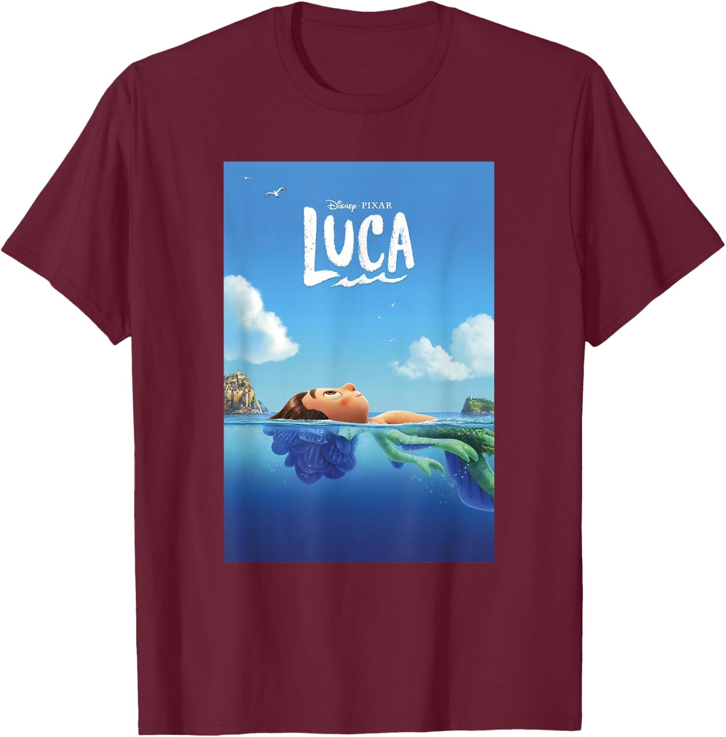 Disney Pixar Luca Poster T-Shirt - T-Shirt | Maroon