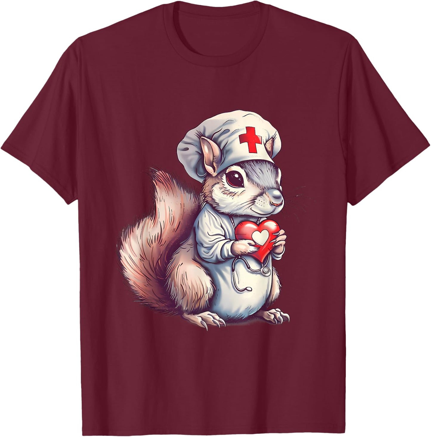 Nurse Squirrel Nursing Squirrel Lover Nurse Appreciation T-Shirt - T-Shirt | Maroon