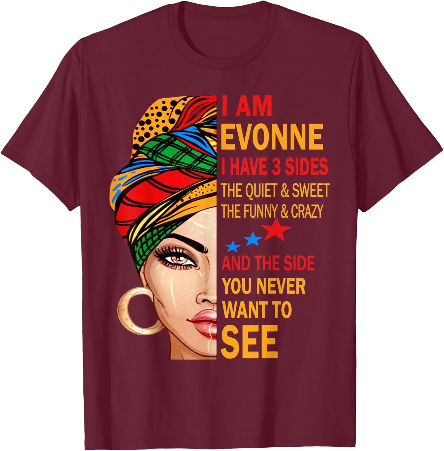 EVONNE Name Surname Family Last First Name EVONNE T-Shirt - T-Shirt | Maroon