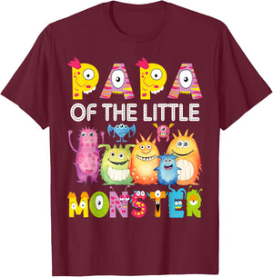 Papa Of The Little Monster 1St Birthday Boy Party T-Shirt - T-Shirt | Maroon