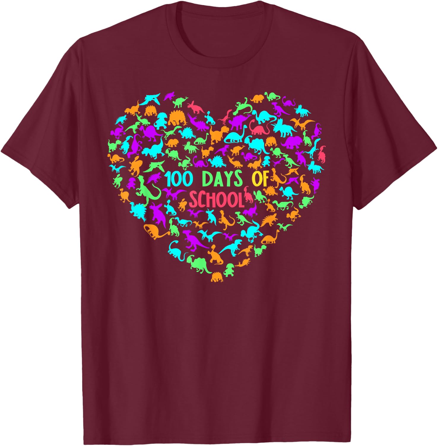 100 Days of School 100th Day Dinosaur Lover 100 Days Smarter T-Shirt - T-Shirt | Maroon
