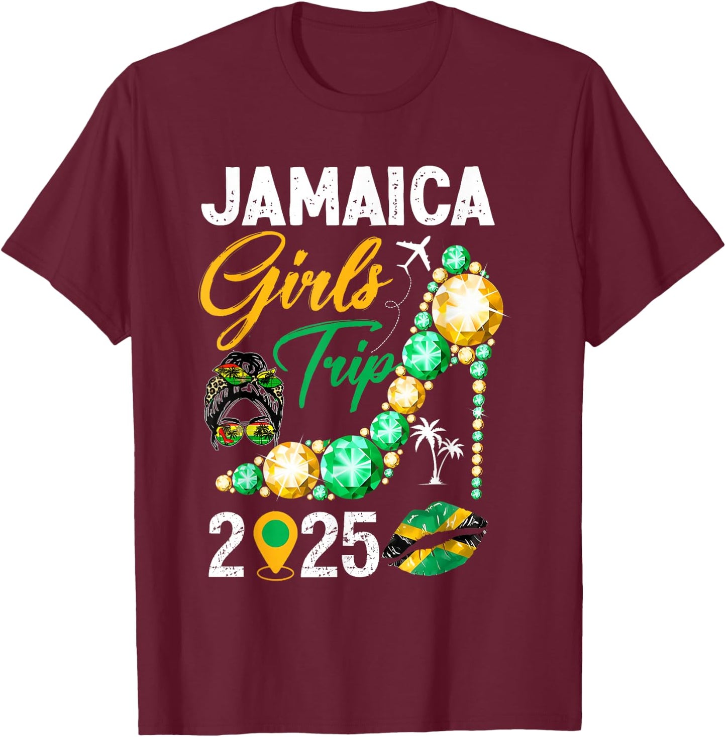 Girls Trip Jamaica 2025 Weekend Summer Vacation Trip T-Shirt - T-Shirt | Maroon