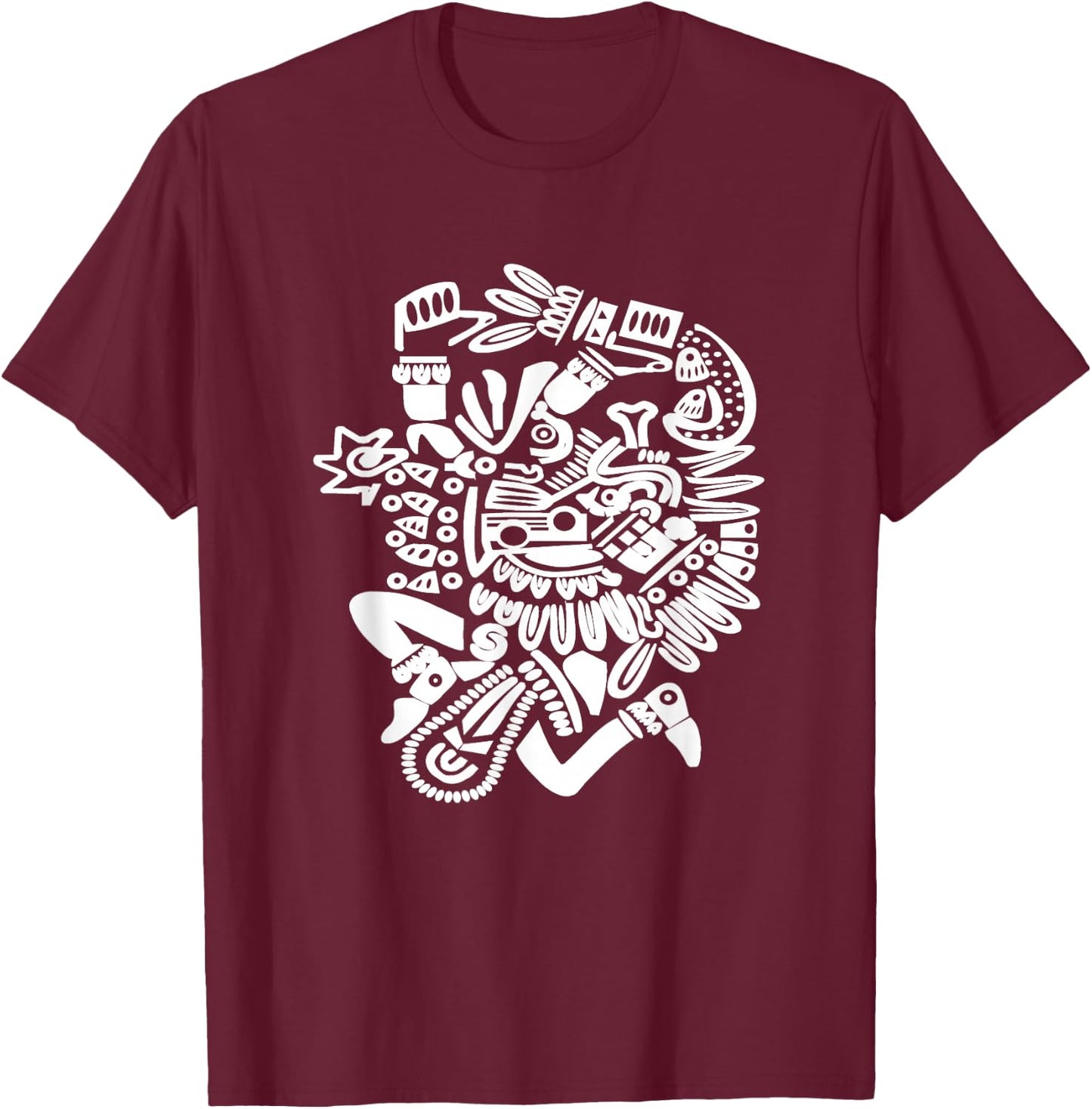 Quetzalcoatl Aztec God Deity Feathered Serpent T-Shirt - T-Shirt | Maroon
