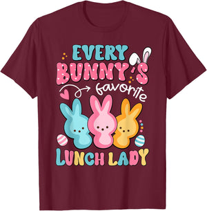 Funny Lunch Lady Easter Happy Easter Day Cafeteria Bunny T-Shirt - T-Shirt | Maroon