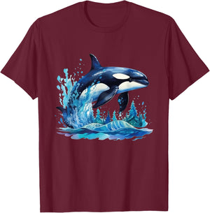 Whale Orca Kids T-Shirt - T-Shirt | Maroon