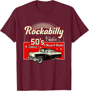 Rockabilly Style Hop Fifties Doo Wop Music Gifts , black, s T-Shirt - T-Shirt | Maroon