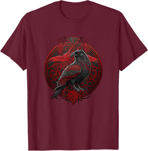 Scandinavian Odin Ravens T-Shirt - T-Shirt | Maroon