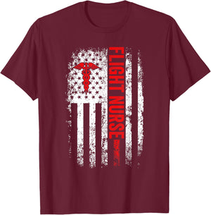 US American Flag Flight Nurse Funny Nursing Men T-Shirt - T-Shirt | Maroon