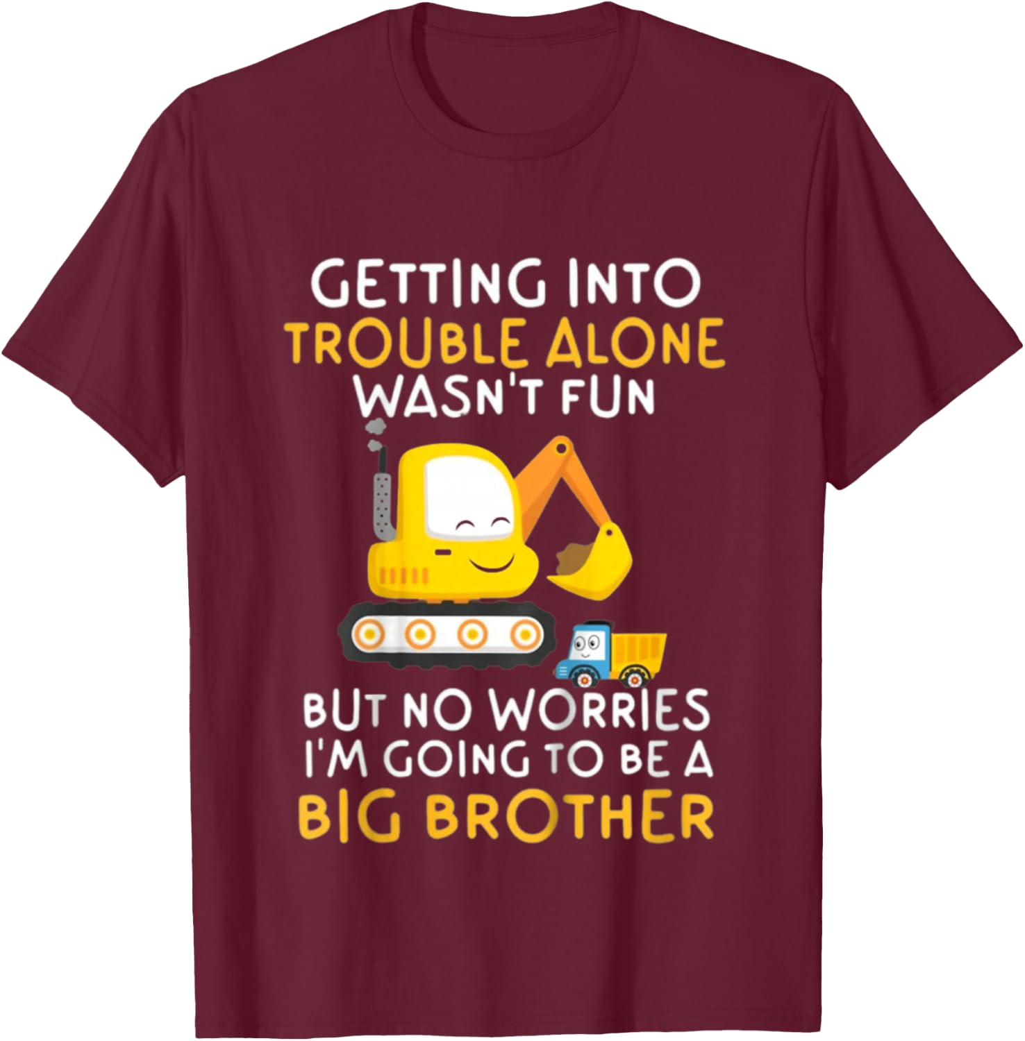 Kids Promoted to Big brother 2027 Construction Excavator Toddlers T-Shirt - T-Shirt | Maroon