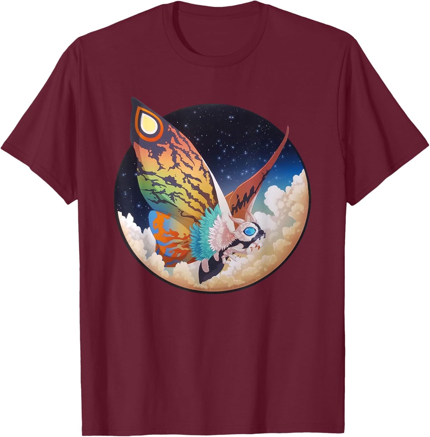 Vintage Mothra - Mothra Kaiju Monster , black T-Shirt - T-Shirt | Maroon