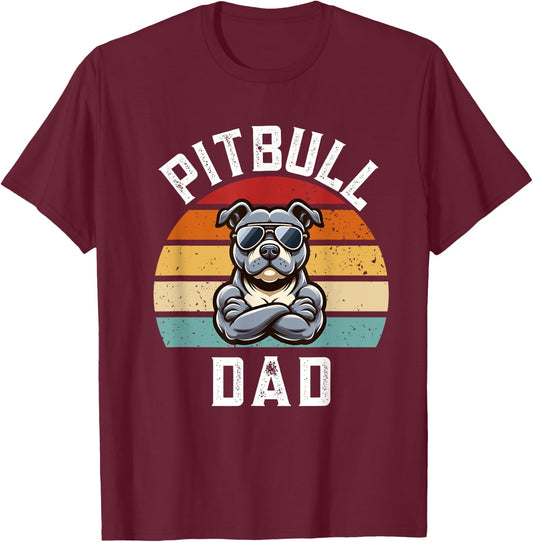 Funny Pitbull Dad Dog T-Shirt - T-Shirt | Maroon