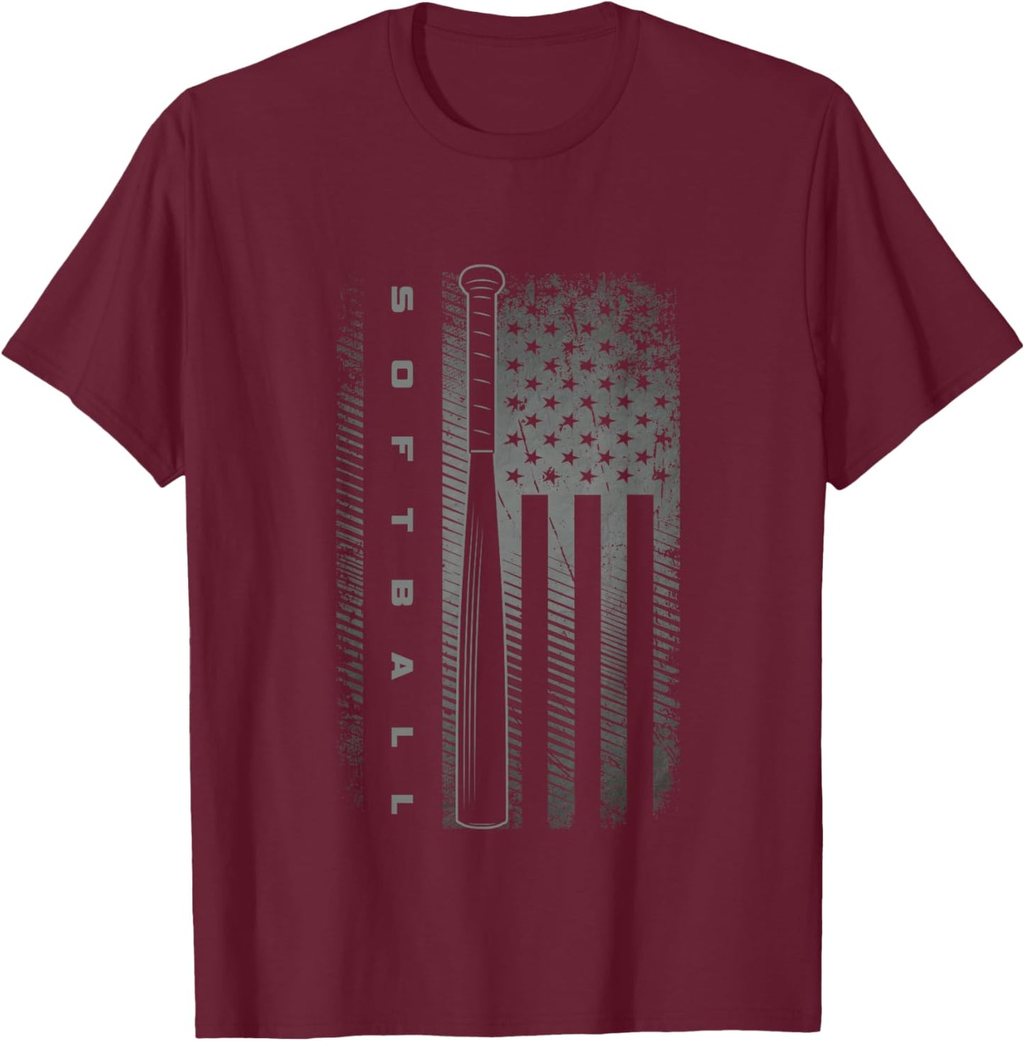 American Flag Softball Apparel - Softball Kids Men T-Shirt - T-Shirt | Maroon