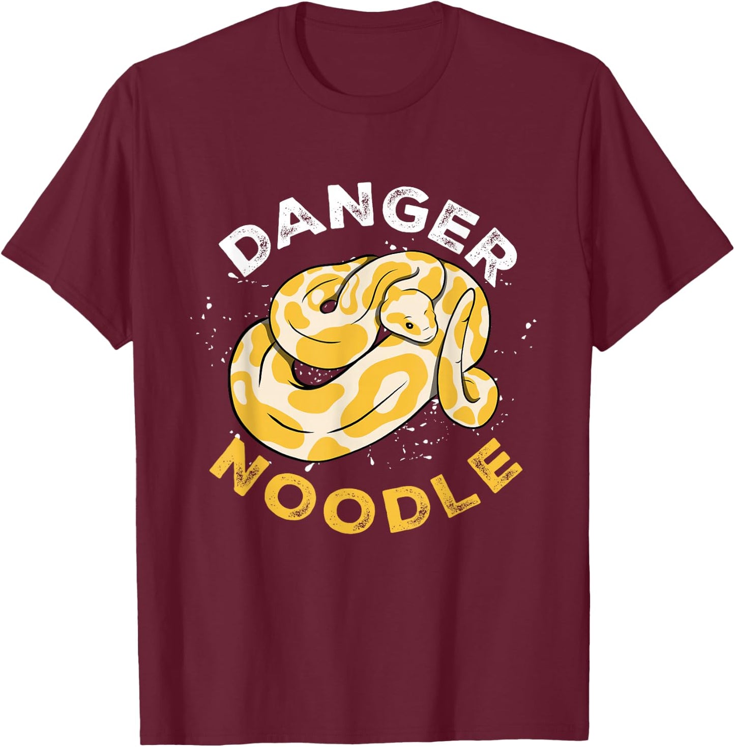 Snake Danger Noodle Serpent Python Wild Reptile T-Shirt - T-Shirt | Maroon