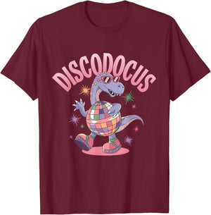 Disco Dancing Dinosaur Diplodocus Dino Funny 70s Disco T-Shirt - T-Shirt | Maroon