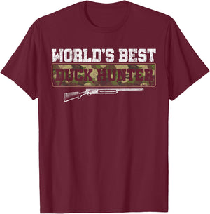Duck Hunting Hunter Vintage World's Best Duck Hunter T-Shirt - T-Shirt | Maroon