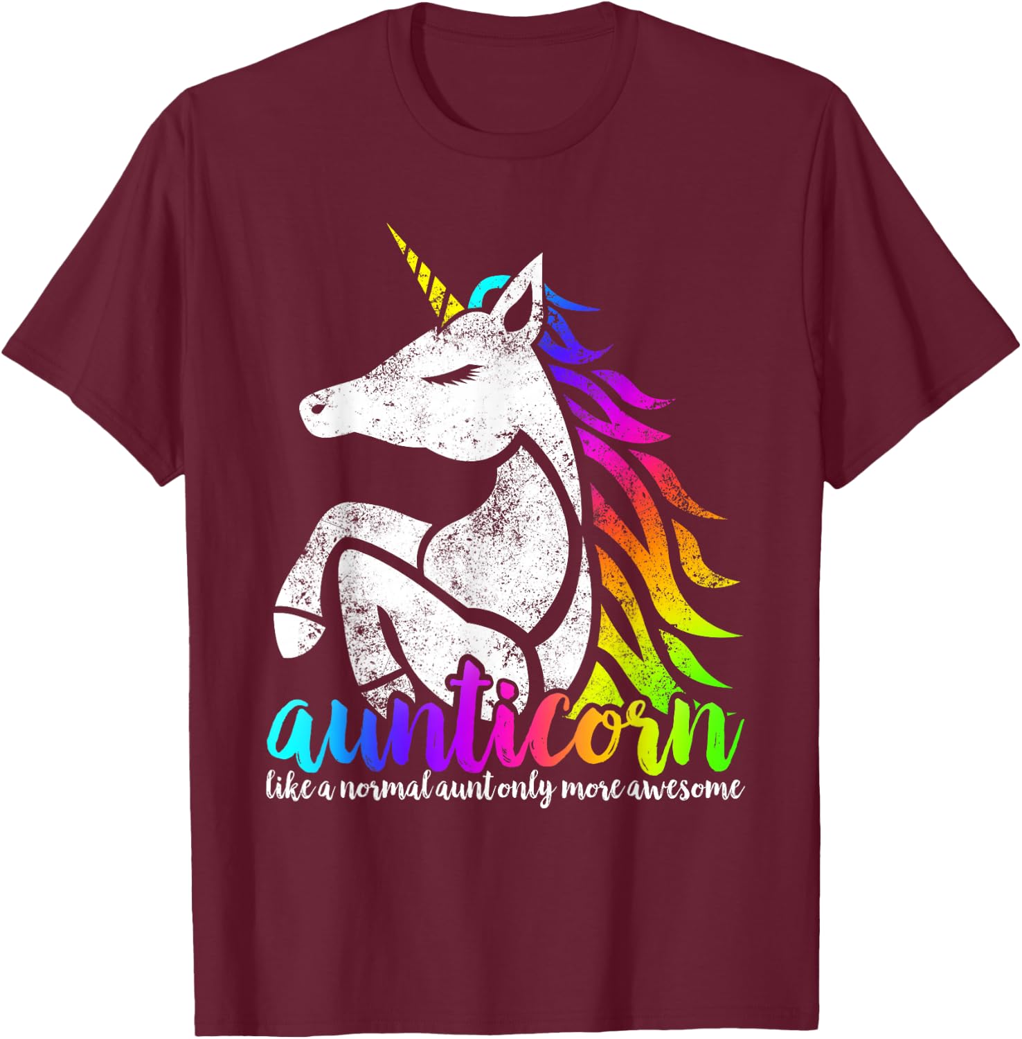 Aunticorn Like A Normal Aunt Only Awesome Christmas Gift T-Shirt - T-Shirt | Maroon
