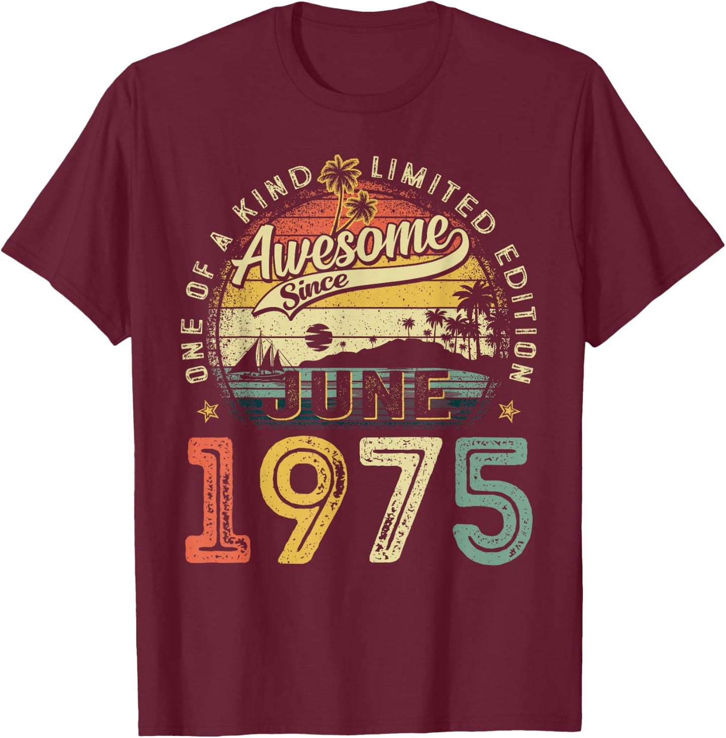 50 Years Old Vintage Made In June 1975 50th Birthday Men Dad T-Shirt - T-Shirt | Maroon