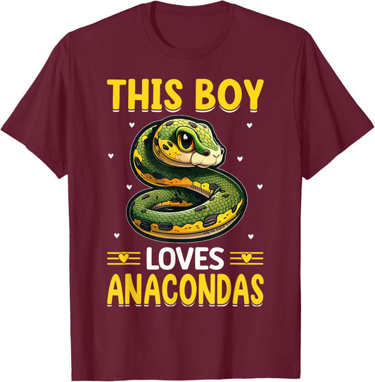 This Boy Loves Anacondas T-Shirt - T-Shirt | Maroon