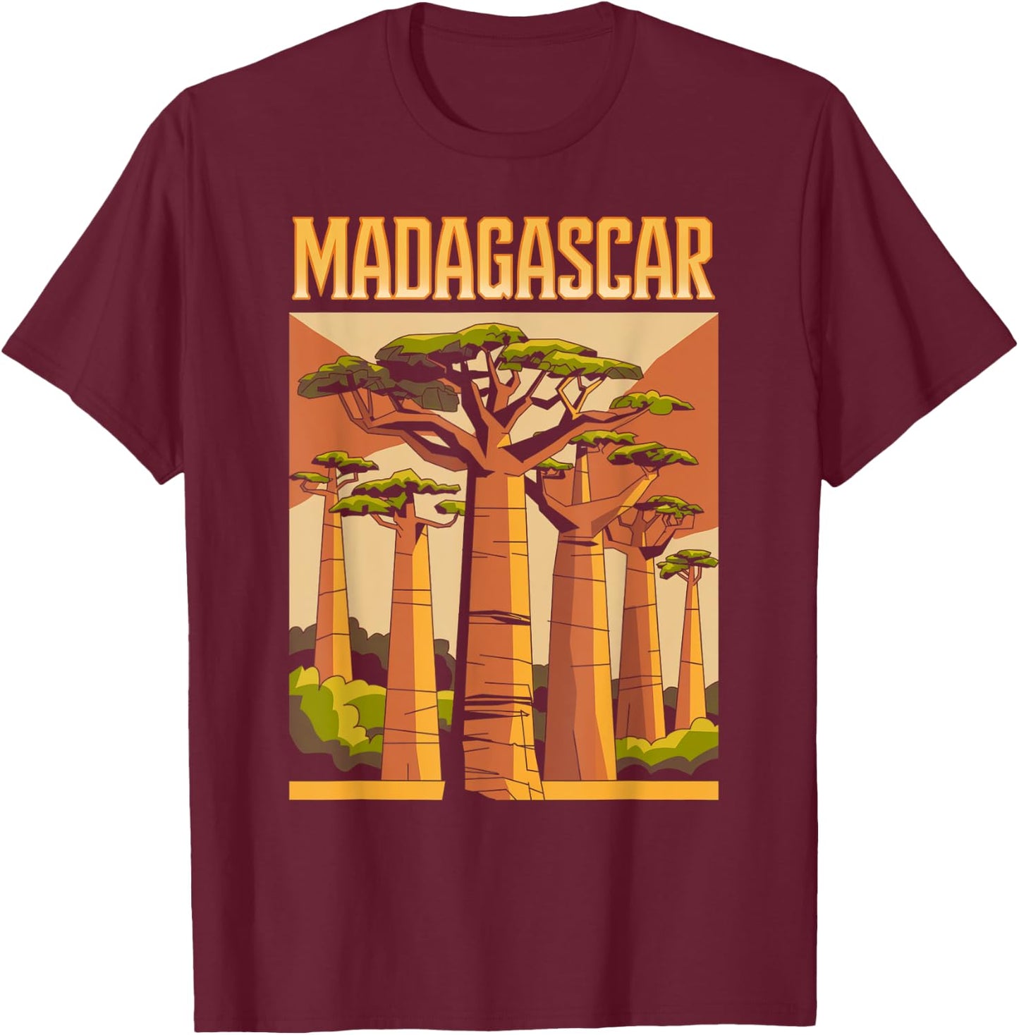 Madagascar Vintage Baobab Tree, Travel and Adventure T-Shirt - T-Shirt | Maroon