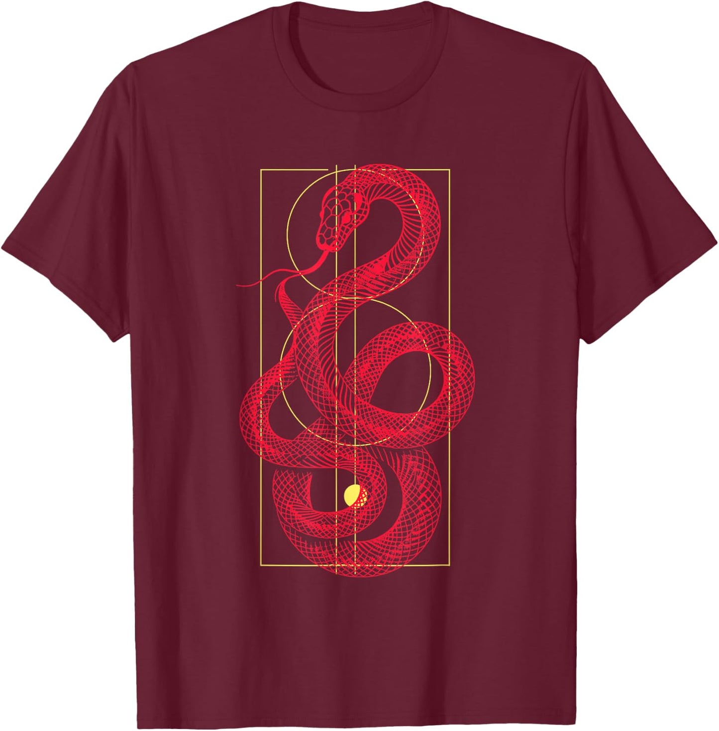 SERPENTINE Sacred Geometry Mystic Snake Organic Symmetry T-Shirt - T-Shirt | Maroon