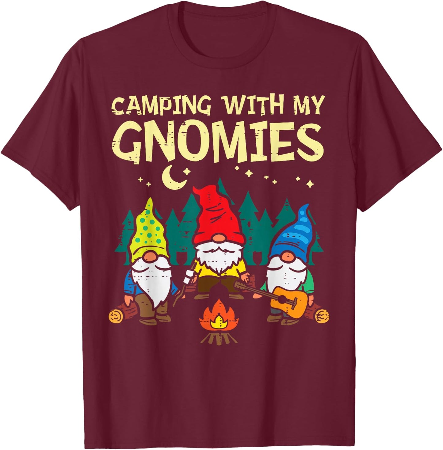 Camping With My Gnomies Funny Camper Gnomes Men Women Kids T-Shirt - T-Shirt | Maroon