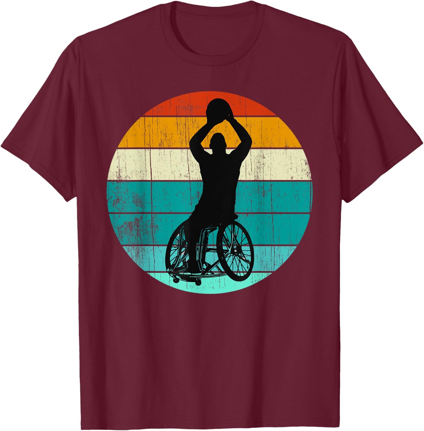 Rollstuhl Basketball Athlete: Retro Rollstuhl Basketball T-Shirt - T-Shirt | Maroon